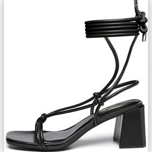 Chunky Strappy Sandals Lace Up Black